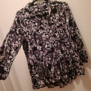 Roman's collar swing blouse plus size